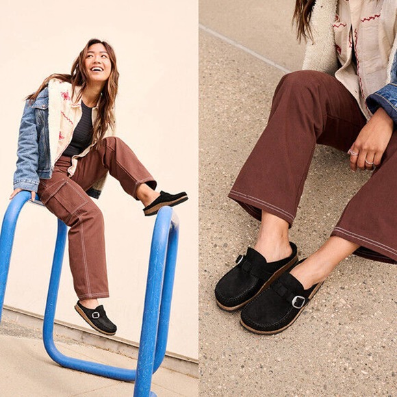 Birkenstock Buckley Suede Clogs Mules  Black - Picture 3 of 15